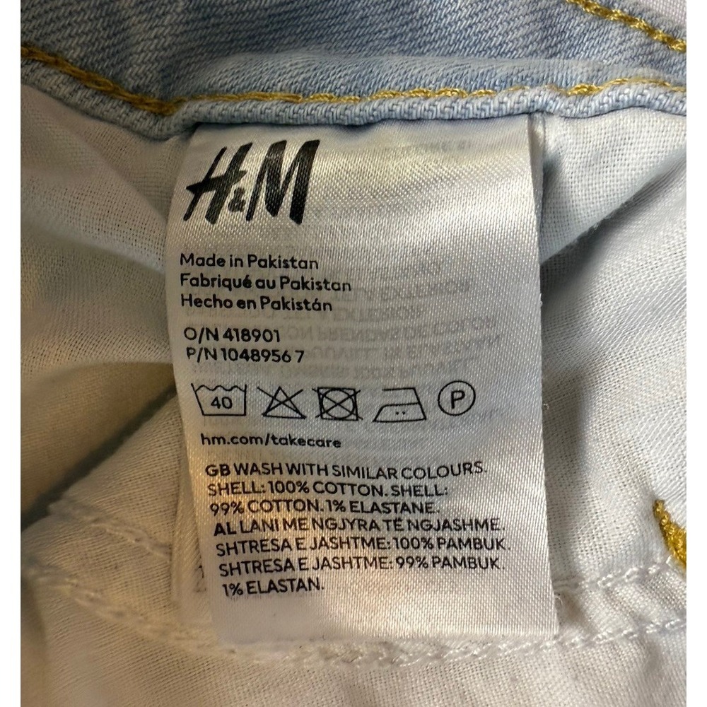 H&M Mom Shorts Women's Size 12 Light Wash Denim Ultra‎ High Waist Distressed-740 - Picture 4 of 7